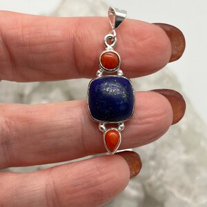 Lapis and Coral Pendant-1 1/2 image 2