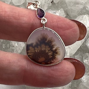 CLEARANCE Beautiful  Dendritic Agate and Amethyst Pendant