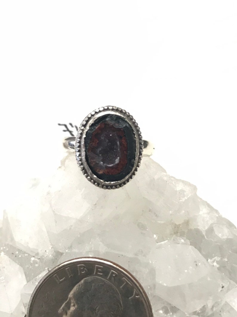 Black Geode Druzy Ring Size 7 12