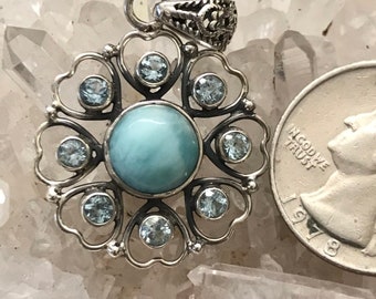 Larimar and Blue Topaz Pendant