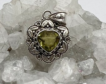 Faceted Citrine Heart Pendant-1 1/4"