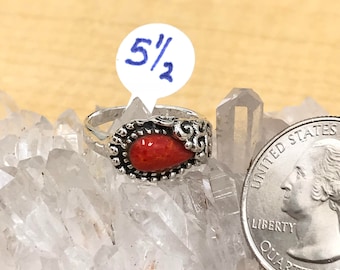Red Coral Ring, Size 5 1/2