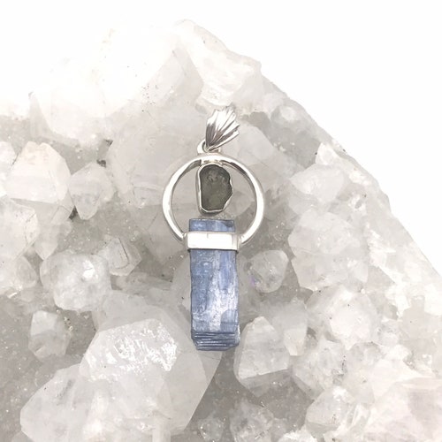 Rough Kyanite and shops Moldavite Pendant