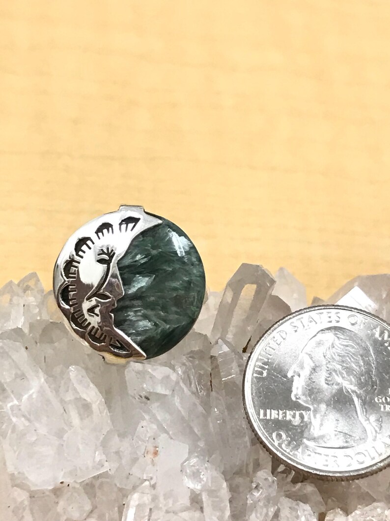Seraphinite Moon Ring Size 9