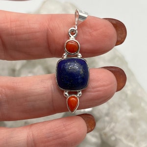 Lapis and Coral Pendant-1 1/2 image 5