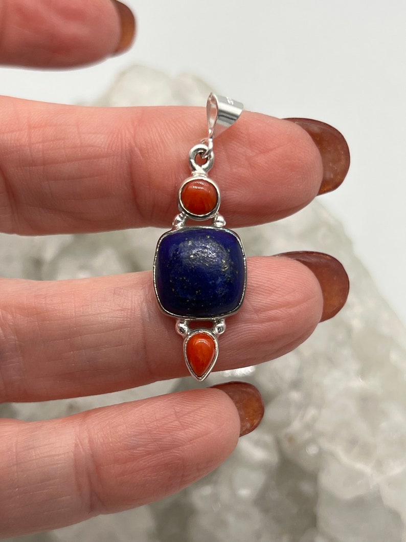 Lapis and Coral Pendant-1 1/2 image 5