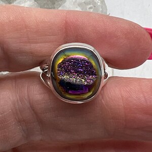 Titanium Quartz Druzy Ring, Size 6