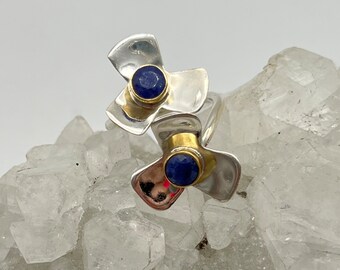 CLEARANCE Sapphire Flower Ring, Size  7-Adjustable