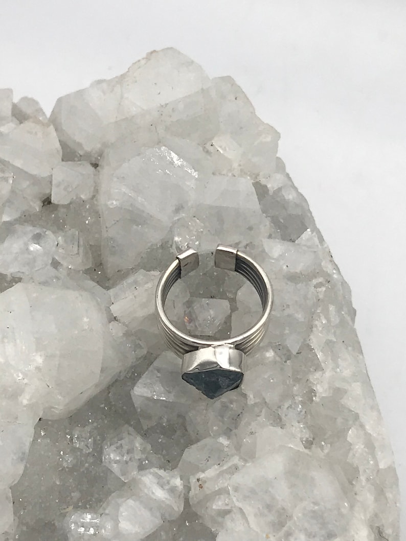 Size 5 12-Adjustable Rough Aquamarine Ring