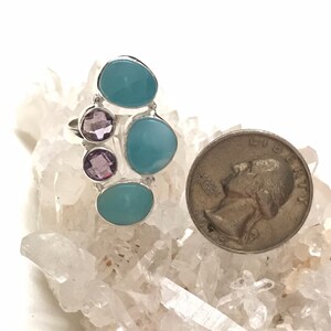 Larimar and Amethyst Ring, Size 6