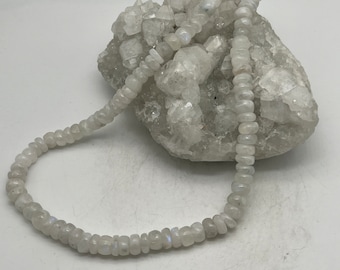 9MM Moonstone Beaded Necklace-19-21&quot;-Adjustable