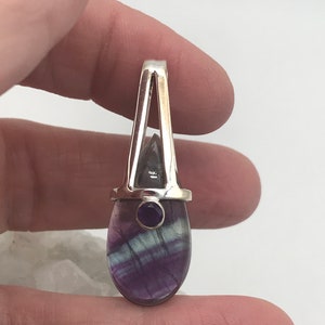 Abstract Fluorite and Amethyst Pendant