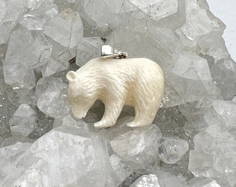 CLEARANCE Carved Bovine Bone Bear Pendant