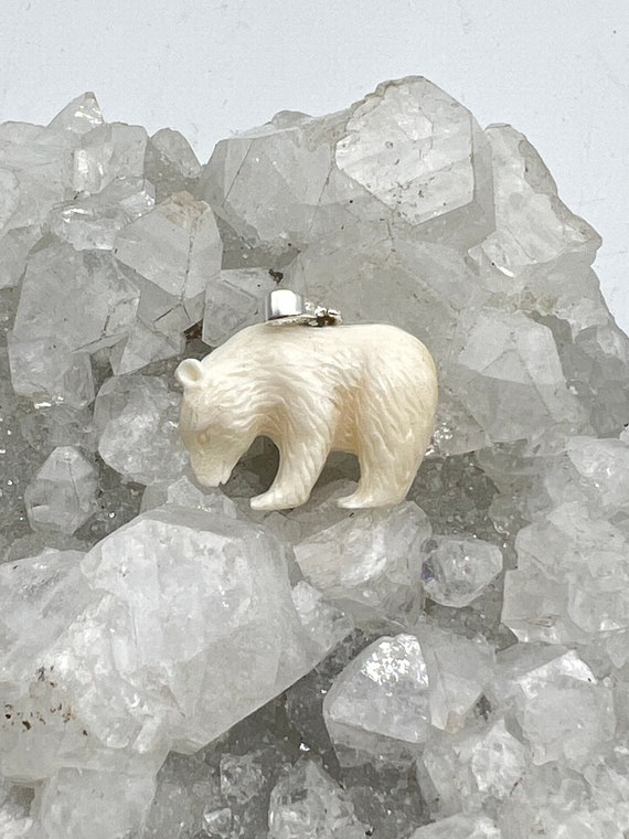 Carved Bovine Bone Bear Pendant