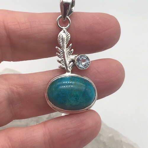 Chrysocolla and Blue shops Topaz Pendant