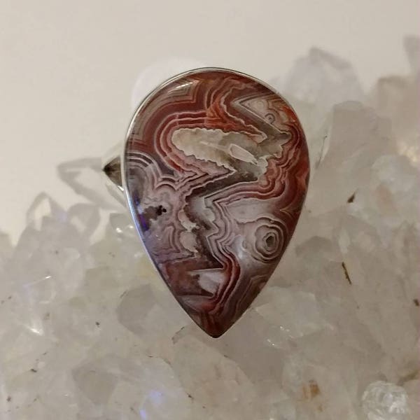 Crazy Lace Agate Ring Size 8