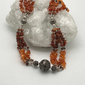 Four Strand Carnelian Necklace-21-22&quot; Adjustable