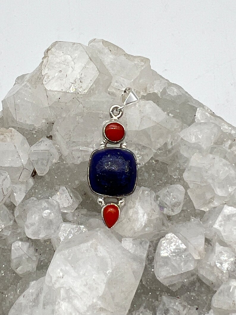 Lapis and Coral Pendant-1 1/2 image 4