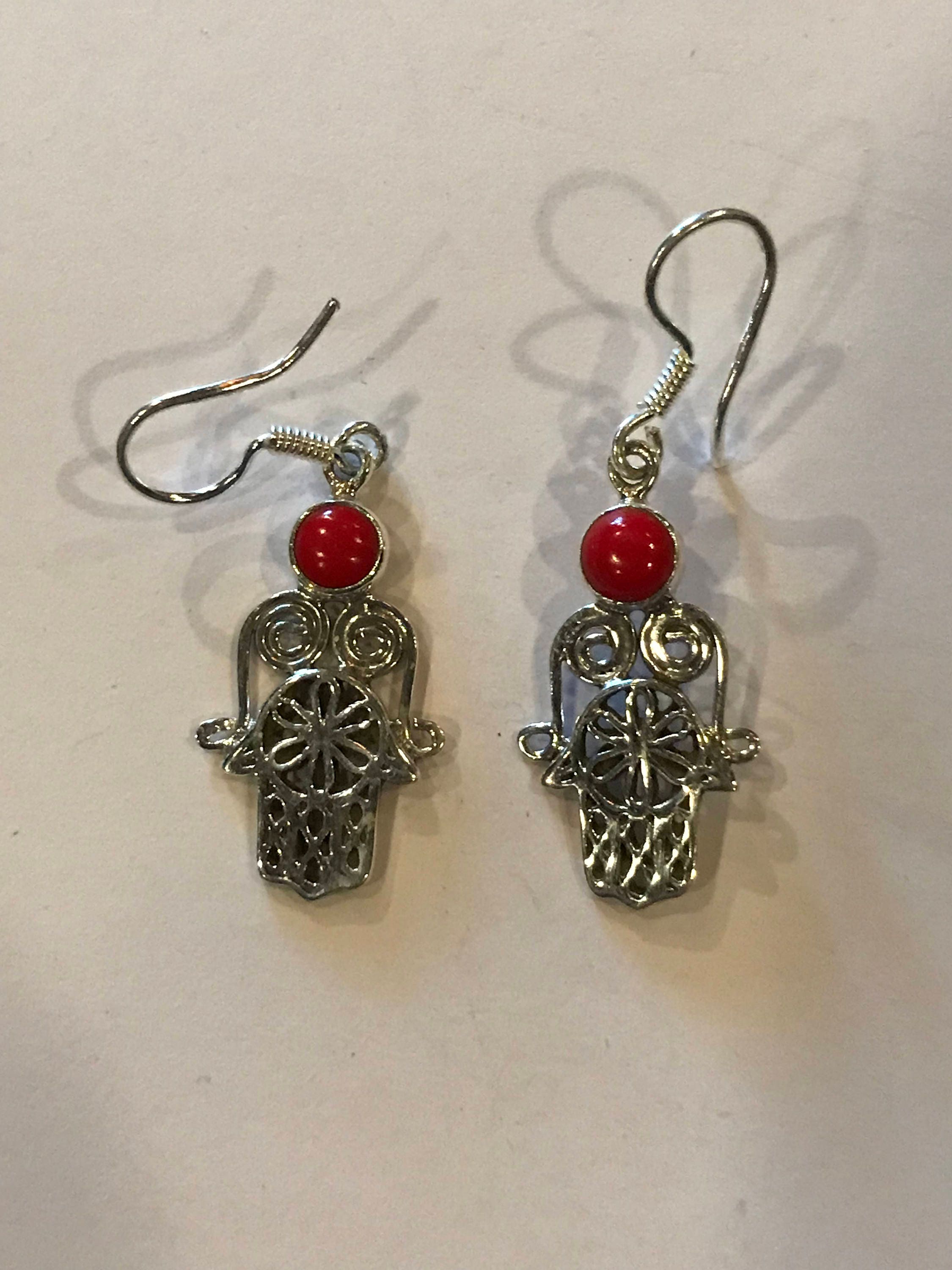 Red Coral Hamsa Hand Pendant