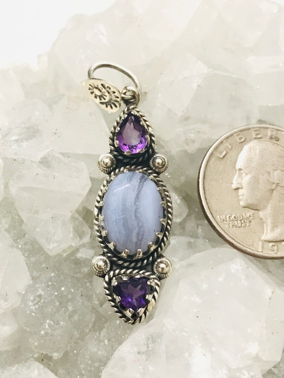 ★★★破格特価【 美しい ブルー レース アゲート アメジスト 】 美しいブルーレースアゲートとアメジスト - Etsy 日本