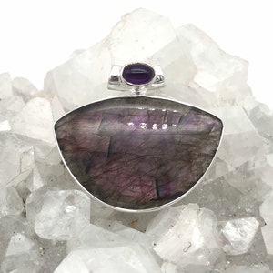 Purple Labradorite and Amethyst Pendant