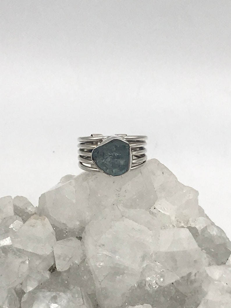 Size 5 12-Adjustable Rough Aquamarine Ring
