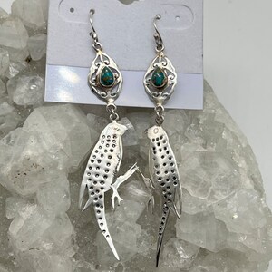 Kupfer Türkis Papagei Ohrringe