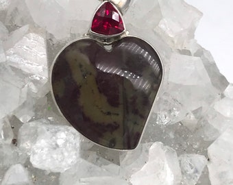 Brown Cherry Creek Jasper and Rubellite Pendant