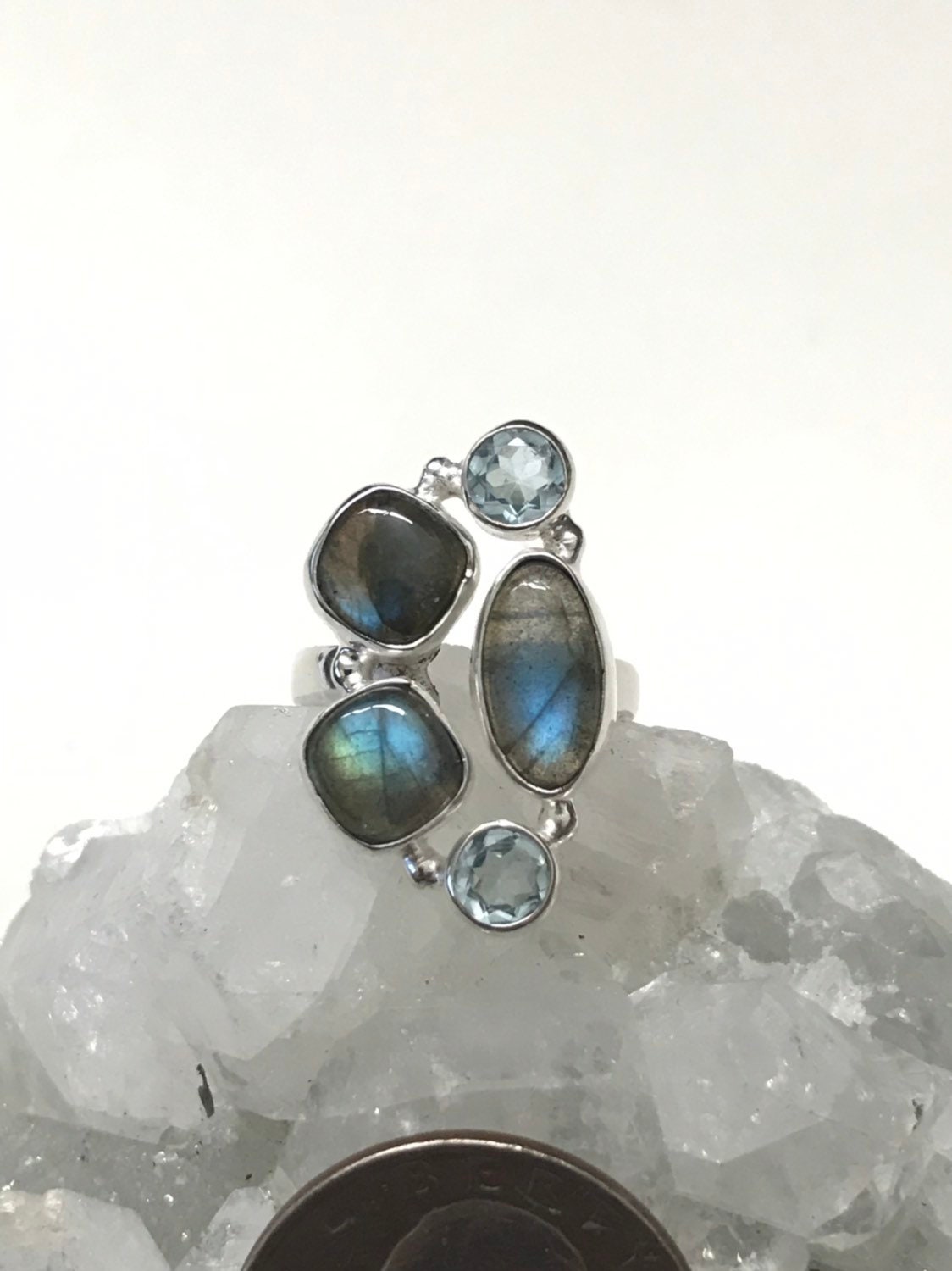 Beautiful Labradorite and Blue Topaz Ring Size 6 1/2 - Etsy