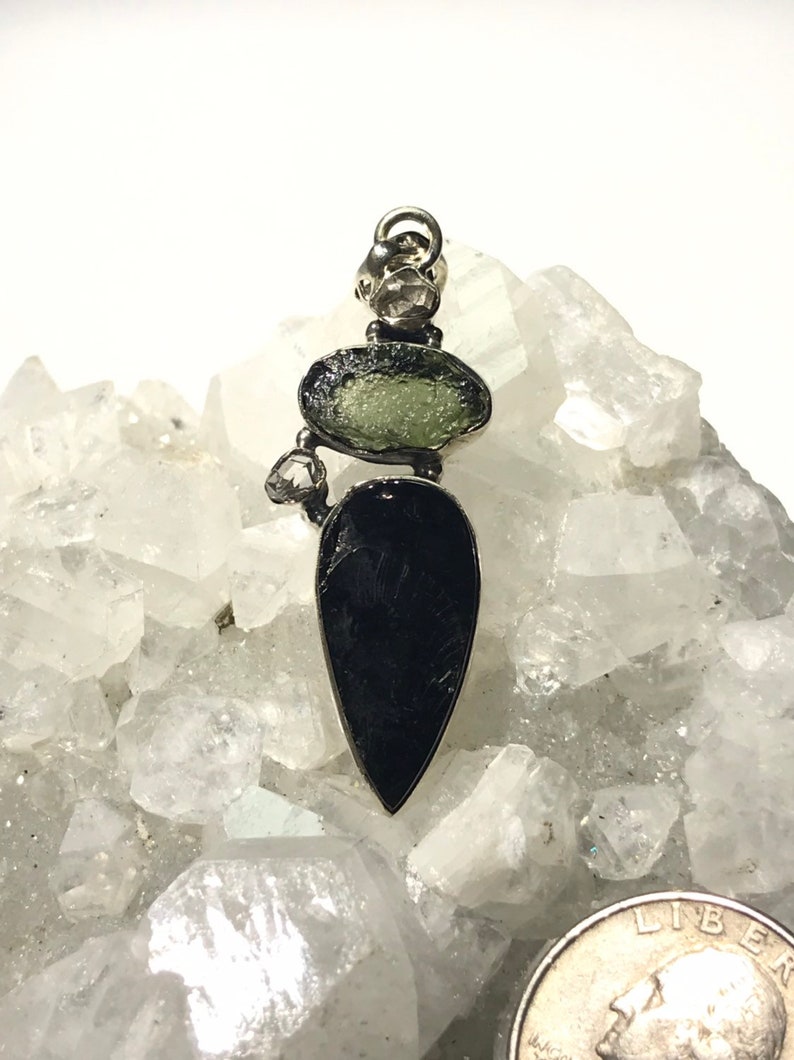 and Herkimer Diamond Pendant Shungite Moldavite