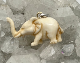 CLEARANCE Petite Carved Bovine Bone Elephant Pendant