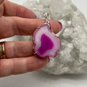 CLEARANCE Pink Agate Slice Pendant