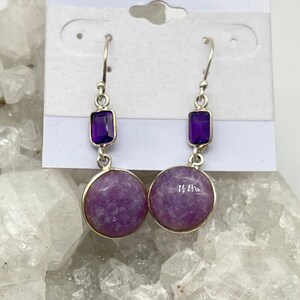 Lepidolite and Amethyst Earrings