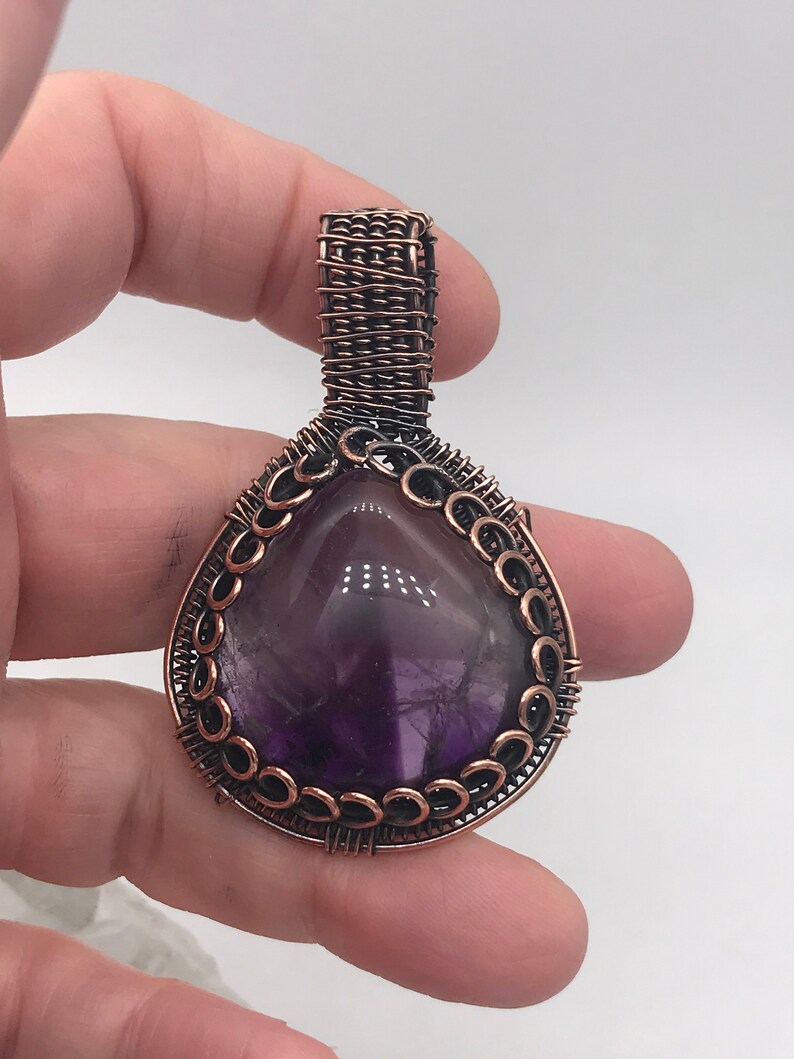 Beautiful Wire Wrapped Chevron Amethyst Pendant