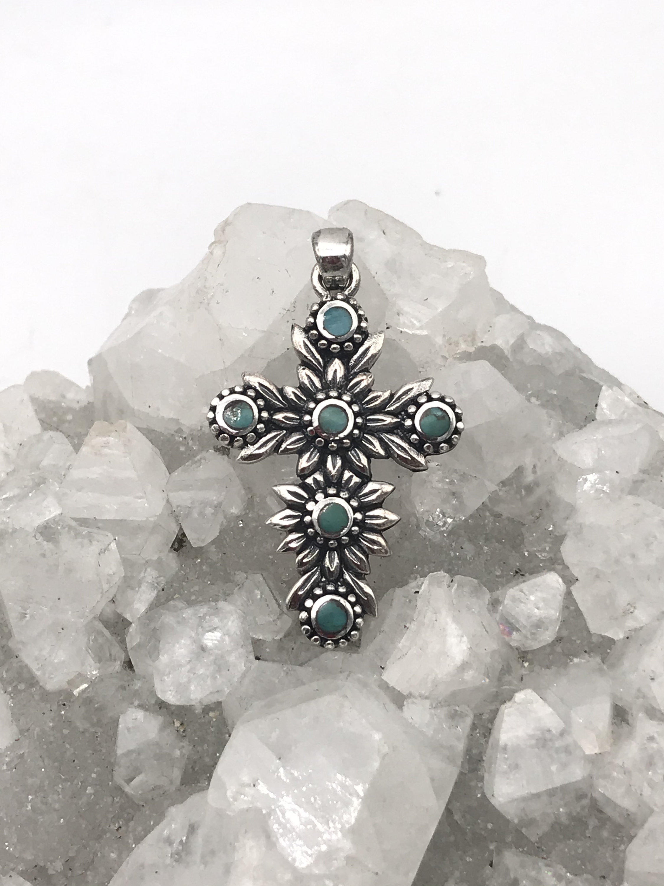 Turquoise Inlay Cross Pendant - Etsy