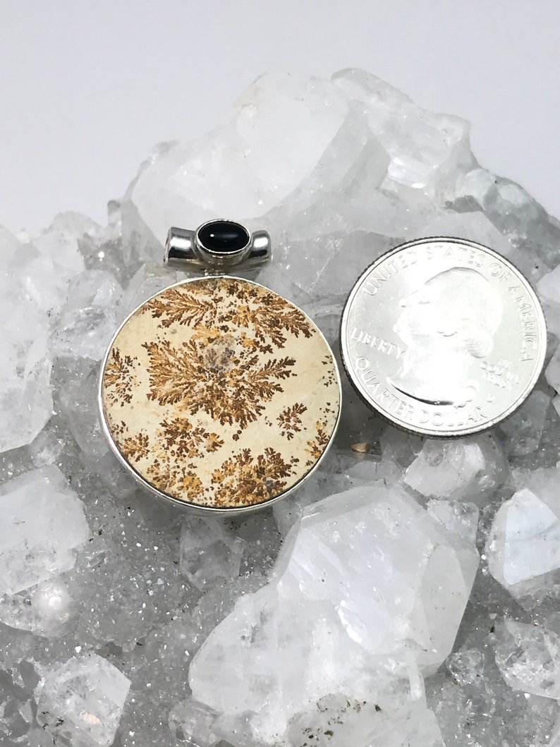 Psilomelane Dendrite and Black Onyx Pendant .