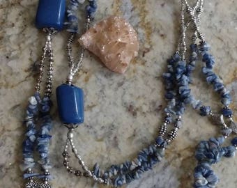 Two-Strand Sodalite Chip and Lapis Necklace