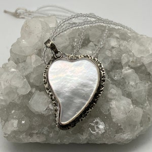 Mother of Pearl Heart Pendant Beaded Necklace