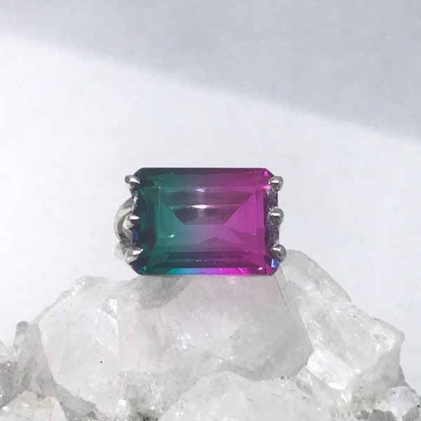 Watermelon Quartz Party Ring Size 7