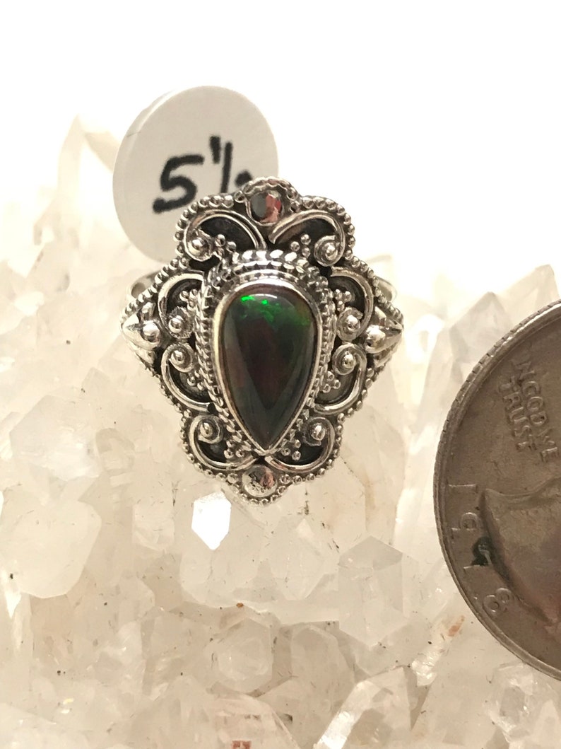 Size 5 12 Black Opal Ring