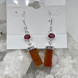 Orange Kyanite and Garnet Earrings