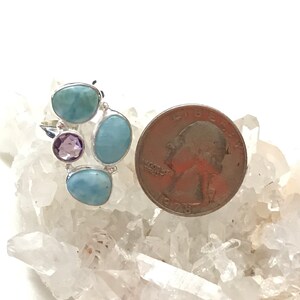 Larimar and Amethyst Ring, Size 6