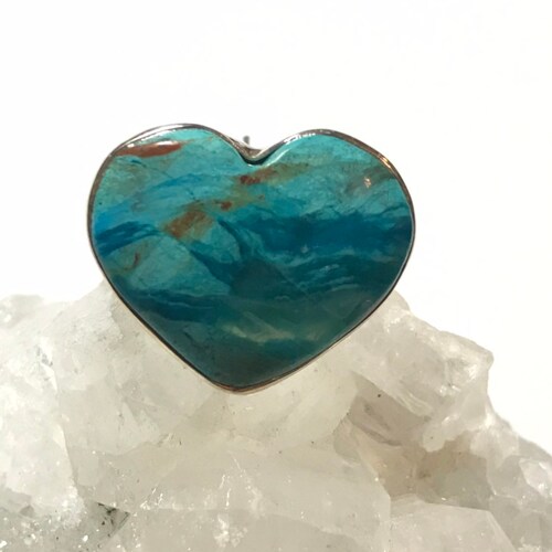Genuine Peruvian Blue Opal Heart shops Ring, Size 9 1/2
