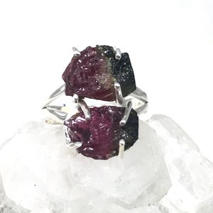 Rough Watermelon Tourmaline Ring  7 1/2