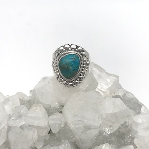 Genuine Peruvian Blue Opal  Ring, Size 8
