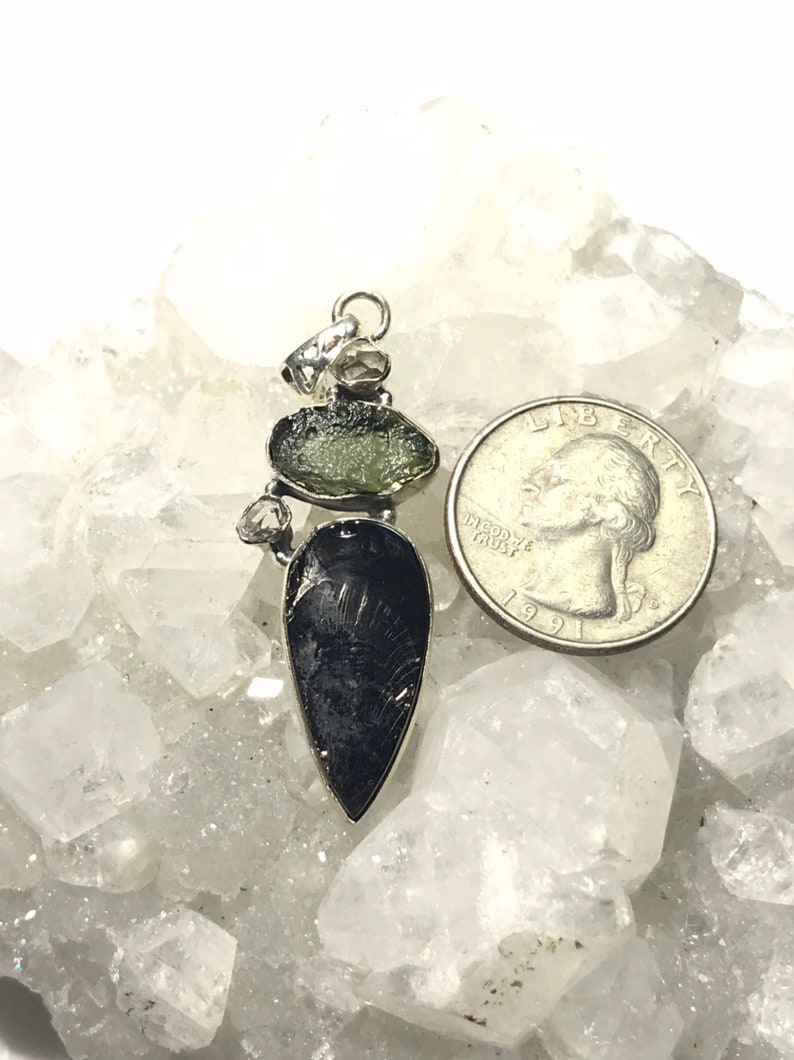 and Herkimer Diamond Pendant Shungite Moldavite