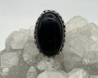 CLEARANCE Black Onyx Ring, Size 7 1/2