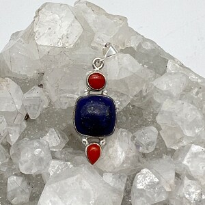 Lapis and Coral Pendant-1 1/2 image 3