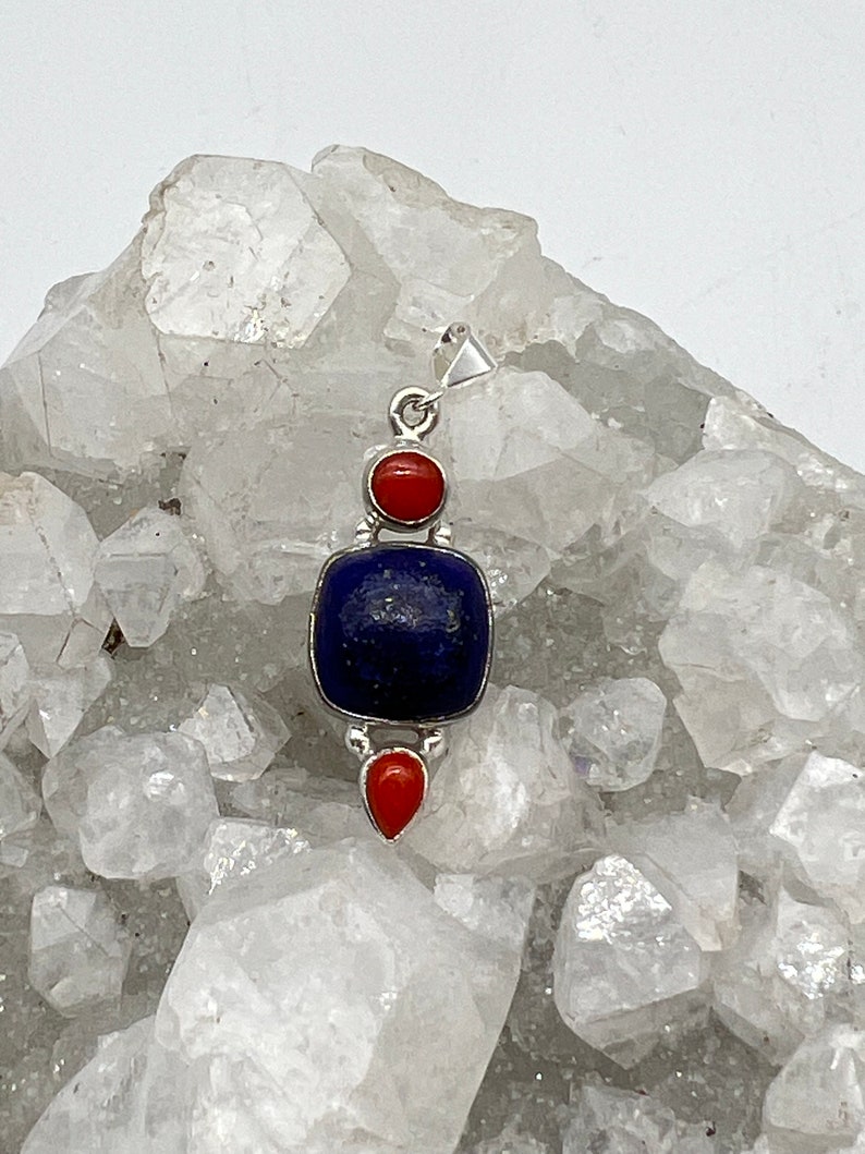 Lapis and Coral Pendant-1 1/2 image 3