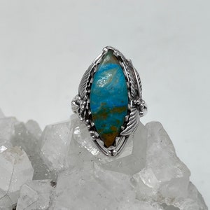 Peruvian Blue Opal Ring, Size 7 1/2